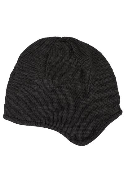 FORUM Beretă cu urechi, neagră, tricotată la exterior, fleece la interior, mo...