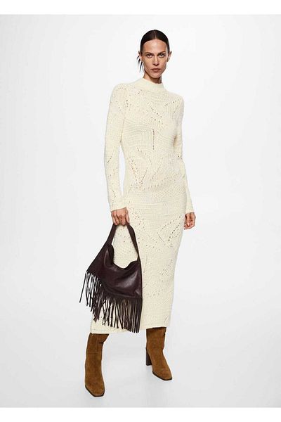 MANGO Woman Hole Detailed Knitted Sweater