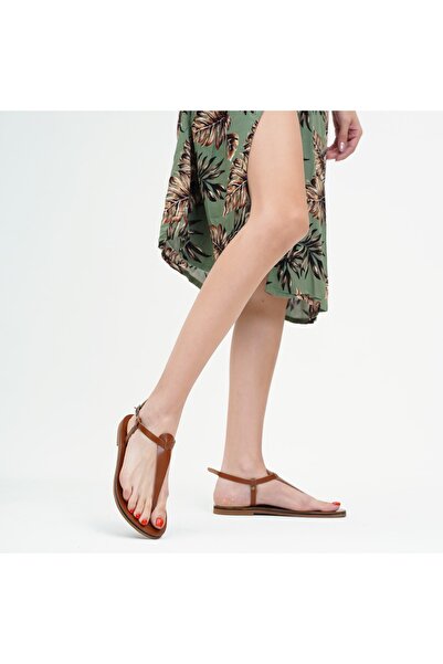 BodrumSandals El Yapımı Hakiki Deri Taba Kadın Bodrum Sandaleti - B5005