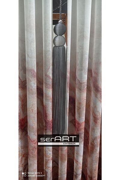 serART Curtain Pendant Romantic Cherry Ball Tasseled Anthracite