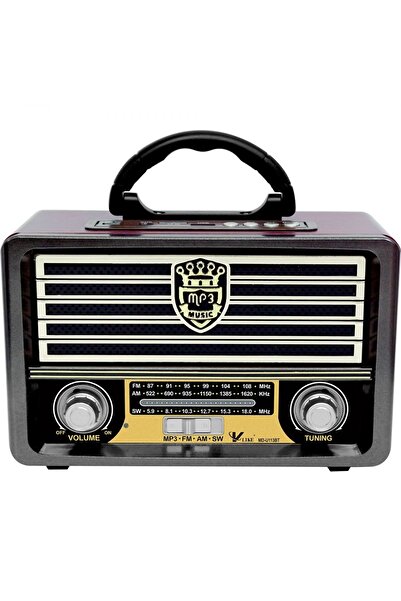 teknosepetim Ahşap Nostalji Radyolu Bluetooth Hoparlör Sd Kart Usb Aux Fm Vli...