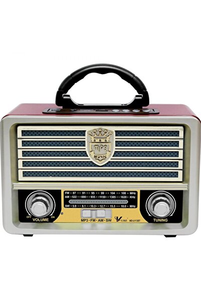teknosepetim Ahşap Nostalji Radyolu Bluetooth Hoparlör Sd Kart Usb Aux Fm Vli...