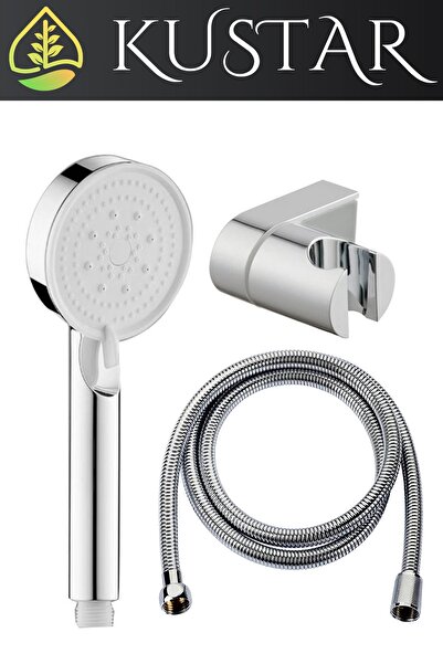 KUSTAR 5 Fonksiyonlu Yüksek Basınçlı Tasarruflu Tazyikli Duş Seti Duş Başlığı L Askı Örgülü Hortum