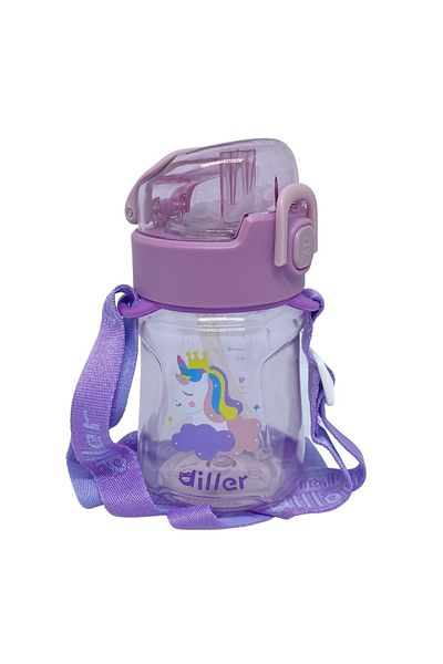 DILLER 400ml Animal Pattern Tritan Water Bottle with Straw and Hanger