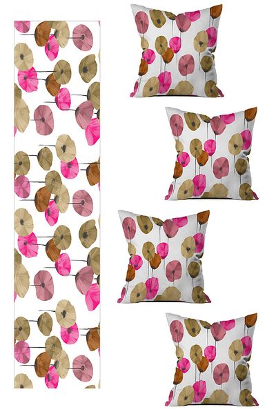 stellahomes Runner and 4-Piece Throw Pillow Cover Set 5 Pieces (140x40) (43x43 cm)