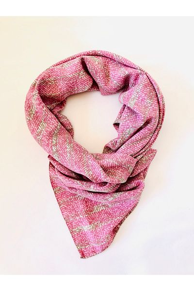 kubbe Pink Pattern Cotton Crepe Scarf