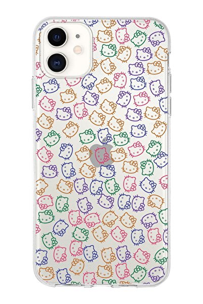 PrintiFy Apple Iphone 11 Uyumlu Kapak Hello Kitty Tasarımlı Şeffaf Silikon Kılıf
