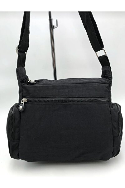 DUOMİNO Clinker Water Resistant Black Crinkle Shoulder Bag / Postman / Crossbody / Multi-Pocket