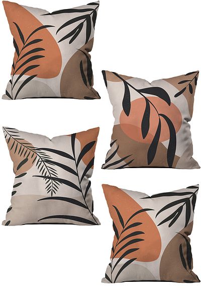 stellahomes Husă de pernă decorativă cu design decorativ modern, imprimată digital pe două fețe, din 4 piese