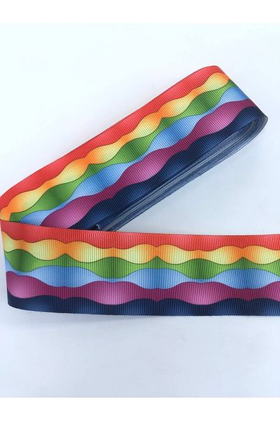 Hobigram Πολύχρωμη κορδέλα Grosgrain με μοτίβο κυμάτων Η τιμή είναι για 1 μέτρο – Κορδέλα, Κομψό Σχέδιο, Γυναικείο Αξεσουάρ – Ku