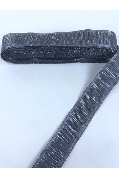 Hobigram Anthracite Silver Glitter Party Κορδέλα Τιμή για 1 μέτρο – Κορδέλα, Κομψό Σχέδιο, Γυναικείο Αξεσουάρ – Kurd