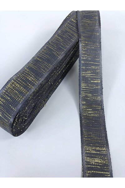 Hobigram Anthracite Gold Glitter Party Κορδέλα Τιμή για 1 μέτρο – Κορδέλα, Κομψό Σχέδιο, Γυναικείο Αξεσουάρ – Κορδέλα