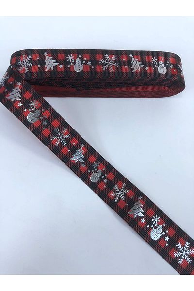 Hobigram Κόκκινο μαύρο φύλλο εμπριμέ Πρωτοχρονιάτικη κορδέλα Τιμή για 1 μέτρο – Κορδέλα, Κομψό Σχέδιο – Κορδέλα