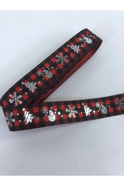 Hobigram Κόκκινο μαύρο φύλλο εμπριμέ Πρωτοχρονιάτικη κορδέλα Τιμή για 1 μέτρο – Κορδέλα, Κομψό Σχέδιο – Κορδέλα