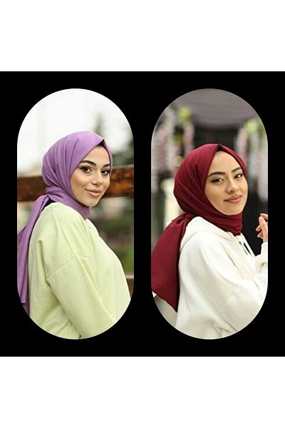 Narine Cotton Jazz Shawl Model Σετ 2_λιλά-μπορντό