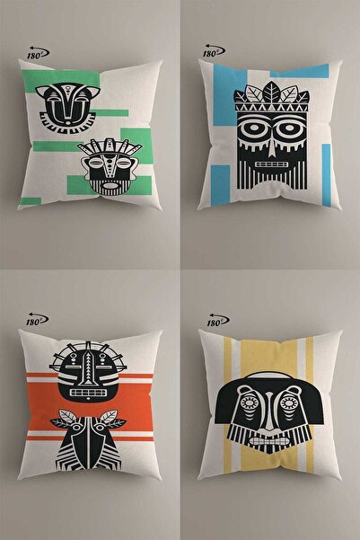 LadiesHome تصميم ديكور حديث مزدوج الجوانب مطبوع رقميًا مكون من 4 أغطية وسائد ...