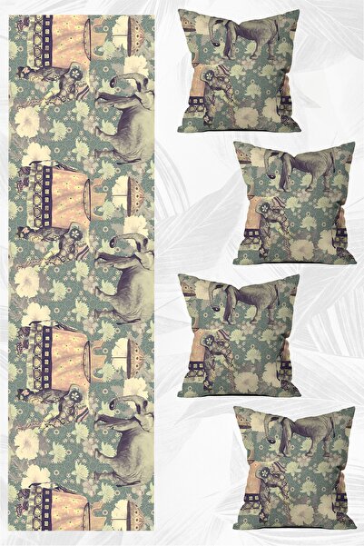 LadiesHome Set de huse de pernă cu design special pentru alergători și 4 pies...