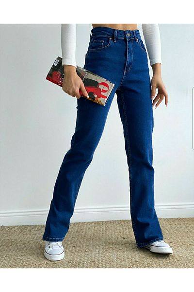 Livik Allow Super High Talie A.c.a.i.p S.o.l.m.a.z Blue Loose Jeans Pantaloni Palazzo