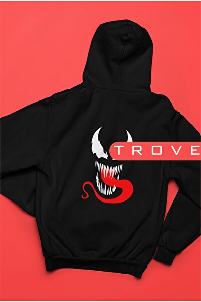 TROVE Unisex Femei Bărbați Venom Față Spate Spate Imprimat Marvel Hanorac cu ...