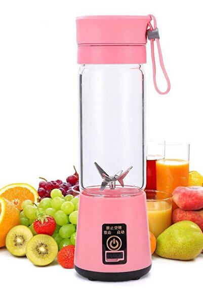 STFAST Taşınabilir Şarjlı El Blender Shaker Smootie Hızlı Bebek Maması Hazırlama Aleti 6 Bıçaklı Pembe