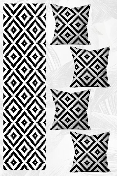 LadiesHome Special Design Runner and 4-Piece Throw Pillow Cover Set 5 Pieces ...