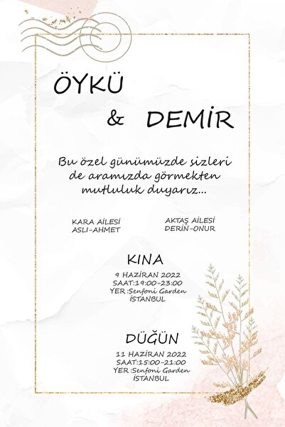 Belinay Düğün Davetiyesi 107 07 (250 ADET)