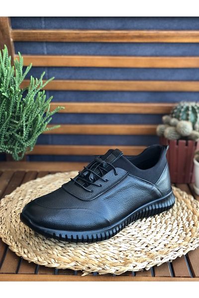 Skoonpa Genuine Leather Daily Comfort Black Men's Shoes