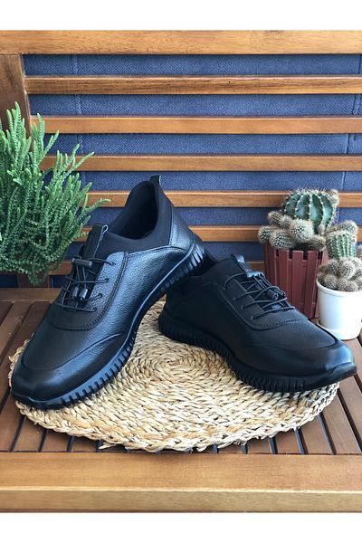 Skoonpa Genuine Leather Daily Comfort Black Men's Shoes
