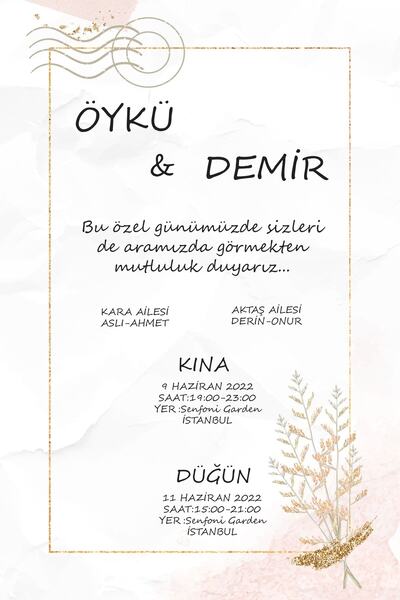 Belinay Düğün Davetiyesi 107 07 (500 ADET)