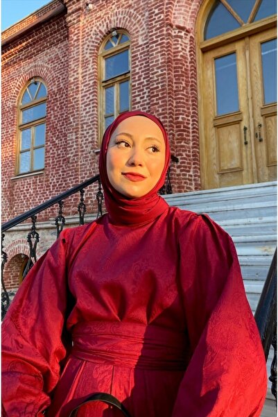 Ceylan Otantik Bordo Jakarlı Abiye