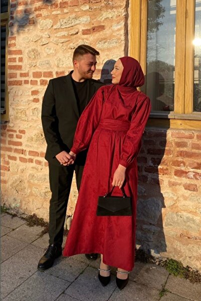 Ceylan Otantik Bordo Jakarlı Abiye