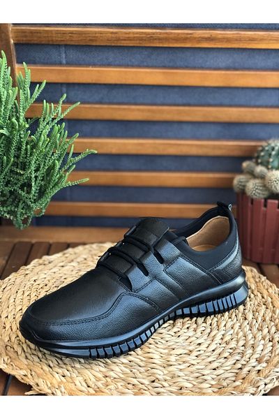 Skoonpa Genuine Leather Daily Comfort Black Men's Shoes