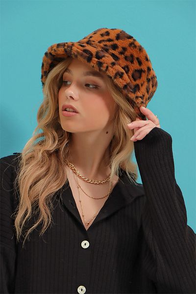 Trend Alaçatı Stili Women's Cinnamon Dalmatian Patterned Bucket Hat ALC-A2655