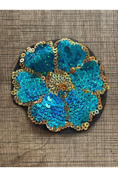 Gönülden Tasarım 9x9 Cm Paillete Albastre Paiete Aplicație Florală Patch Crestă