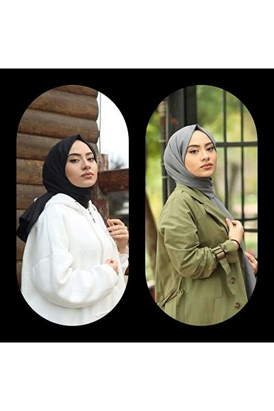 Narine Βαμβακερό Jazz Shawl Model Σετ 2_σκούρο γκρι _μαύρο