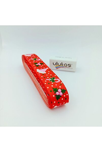 Ulutaş Materiale ornamentale Panglică de Anul Nou cu model punct roșu Prețul este pentru 1 metru – Panglică – Panglică – Kur