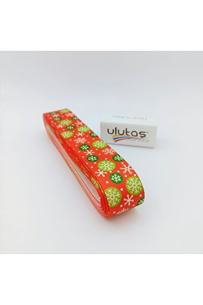 Ulutaş Декоративні матеріали Зелена сніжинка Червона новорічна стрічка 5 метр...