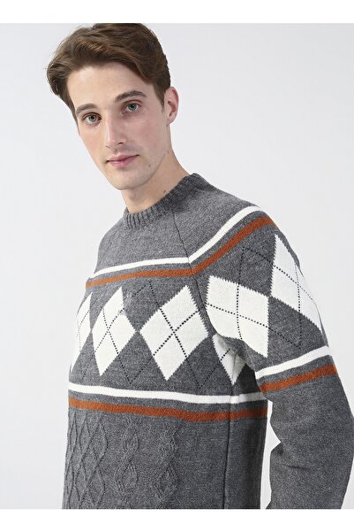 U.S. Polo Assn. Bisiklet Yaka Gri Melanj Erkek Kazak Kelvan