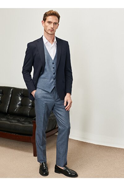 ALTINYILDIZ CLASSICS Normal Bel Slim Fit Koyu Lacivert Erkek Yelekli Takım 4a3123100005