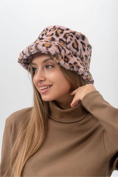 Saria Moda Leopard Pattern Plush Bucket Hat