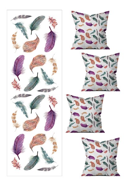 stellahomes Special Design Runner and 4-Piece Throw Pillow Cover Set 5 Pieces...