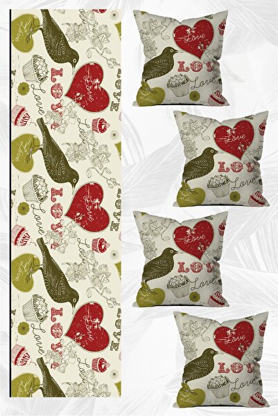 LadiesHome Спеціальний дизайн бігун і набір чохлів для подушок з 4 штук, 5 частин (140x40) (43x43 см)