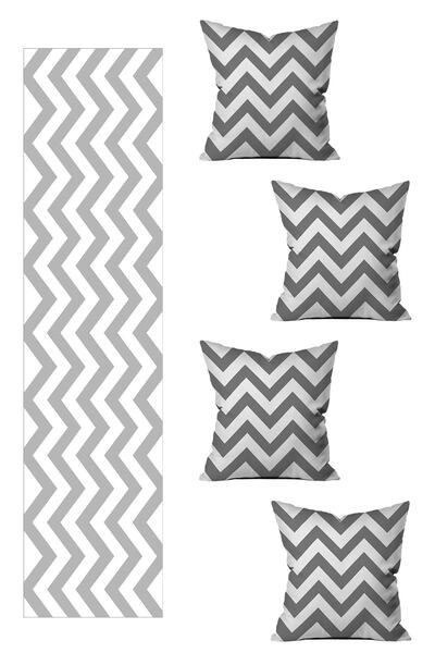 LadiesHome Special Design Runner και Σετ με 4 Κάλυμμα Μαξιλαριού Ριχτάρι 5 τμχ (140x40) (43x43 cm)