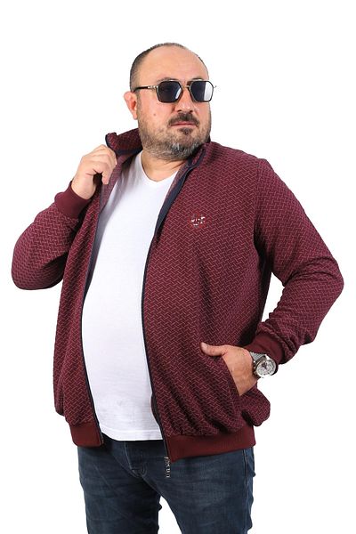 MocGrande Ζακέτα με φερμουάρ μεγάλου μεγέθους Impact 22716-μπορντό