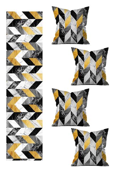 stellahomes Special Design Runner and 4-Piece Throw Pillow Cover Set 5 Pieces...