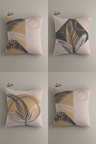 LadiesHome Modern Dekoratif Tasarım Çift Taraflı Dijital Baskılı 4'lü Dekorat...