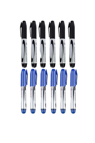 hodbehod 12 Pieces Market Box Pen Felt Tip Pen Black Blue