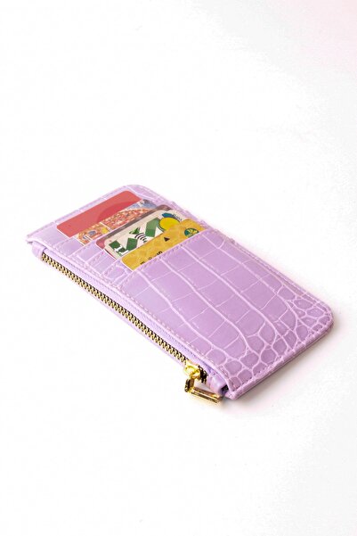 dericom Kadın Timsah Derisi Görünümlü Kroka Desenli Fermuarlı Kağıt Bozuk Par...