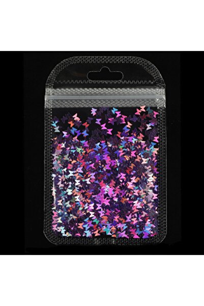 Beauty Box Holografik Kelebek Pul Makeup Nail Art Resin Art Kalıcı Oje Protez...