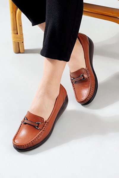 DERİMİSS أحذية تقويم العظام من الجلد الطبيعي باللون البني الداكن للنساء